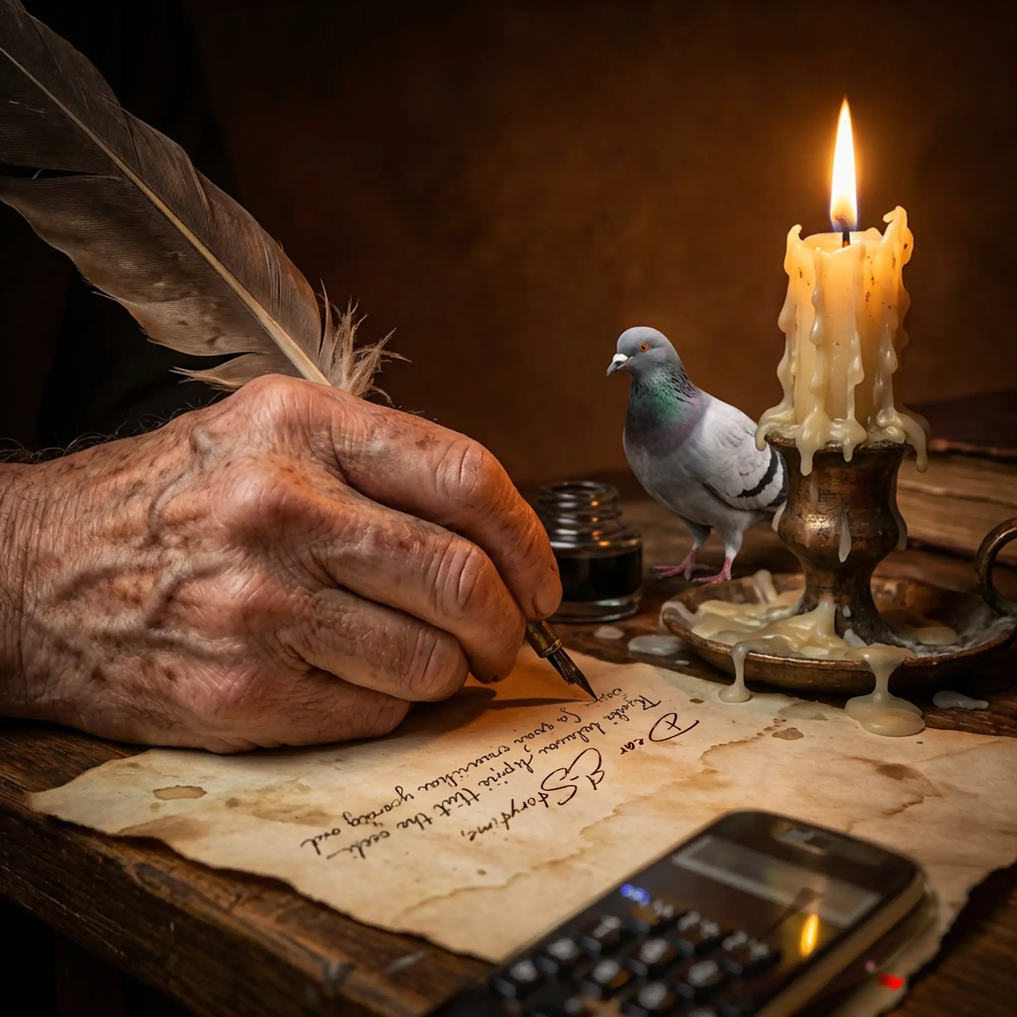 quill, hand, parchment copy